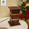 Side Table Wooden Lamp With Carving Art