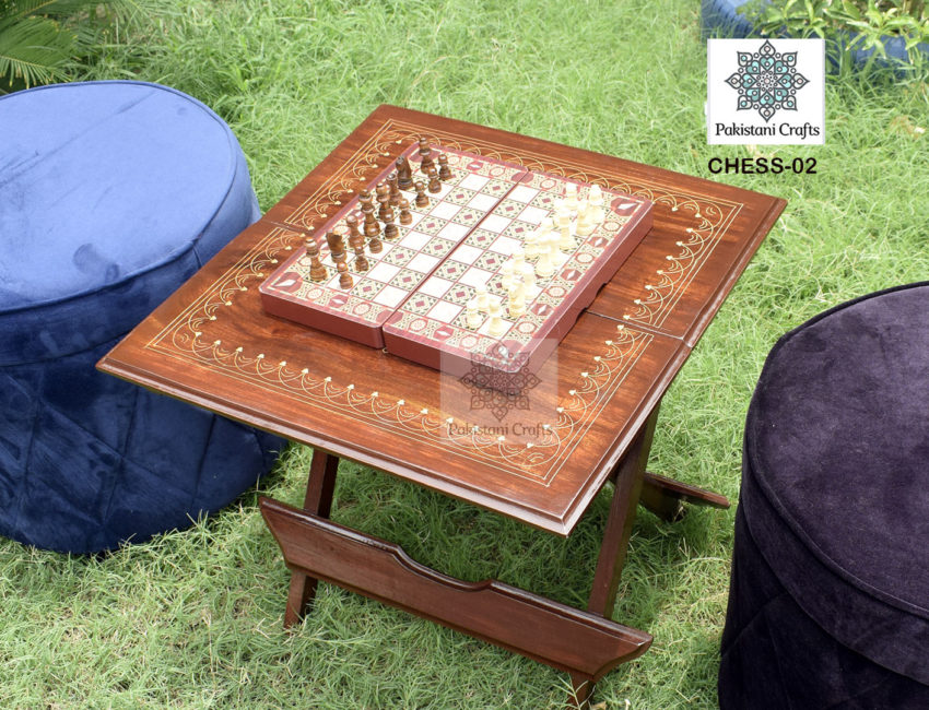 Wooden Chess Set Hand Painted Design