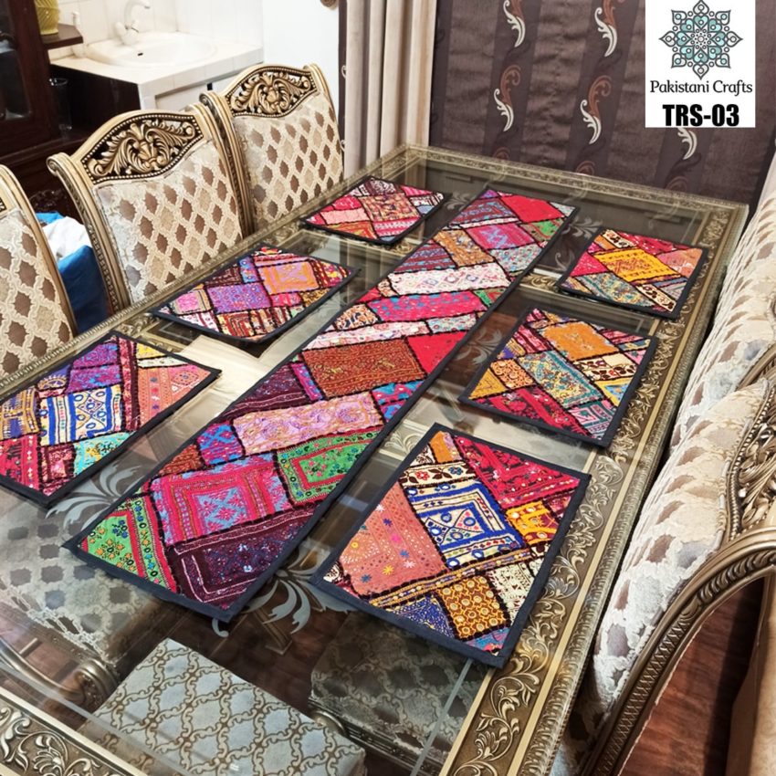 Sindhi Hand Embroidery Runner and Place Mat Set TRS-03