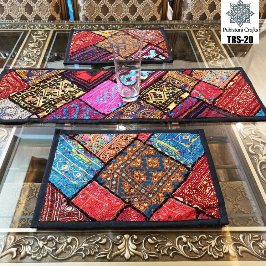 Sindhi Hand Embroidery Runner and Place Mat Set TRS-20