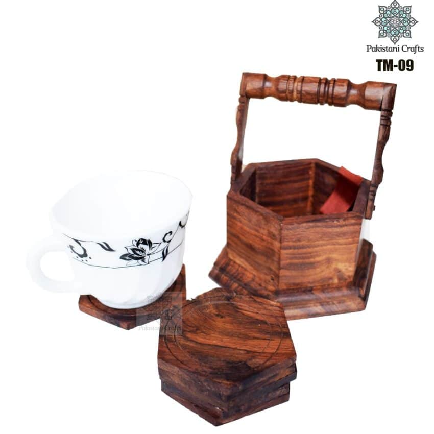 Wooden Tea Mat Set with Hand Art Work TM-09