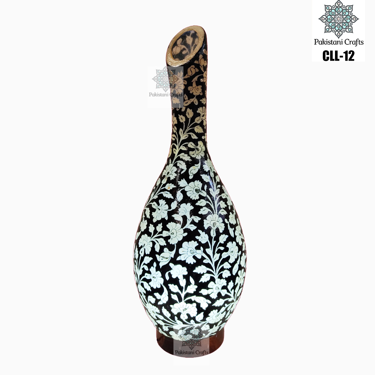 Side Table Lamp of Camel Skin Long Vase