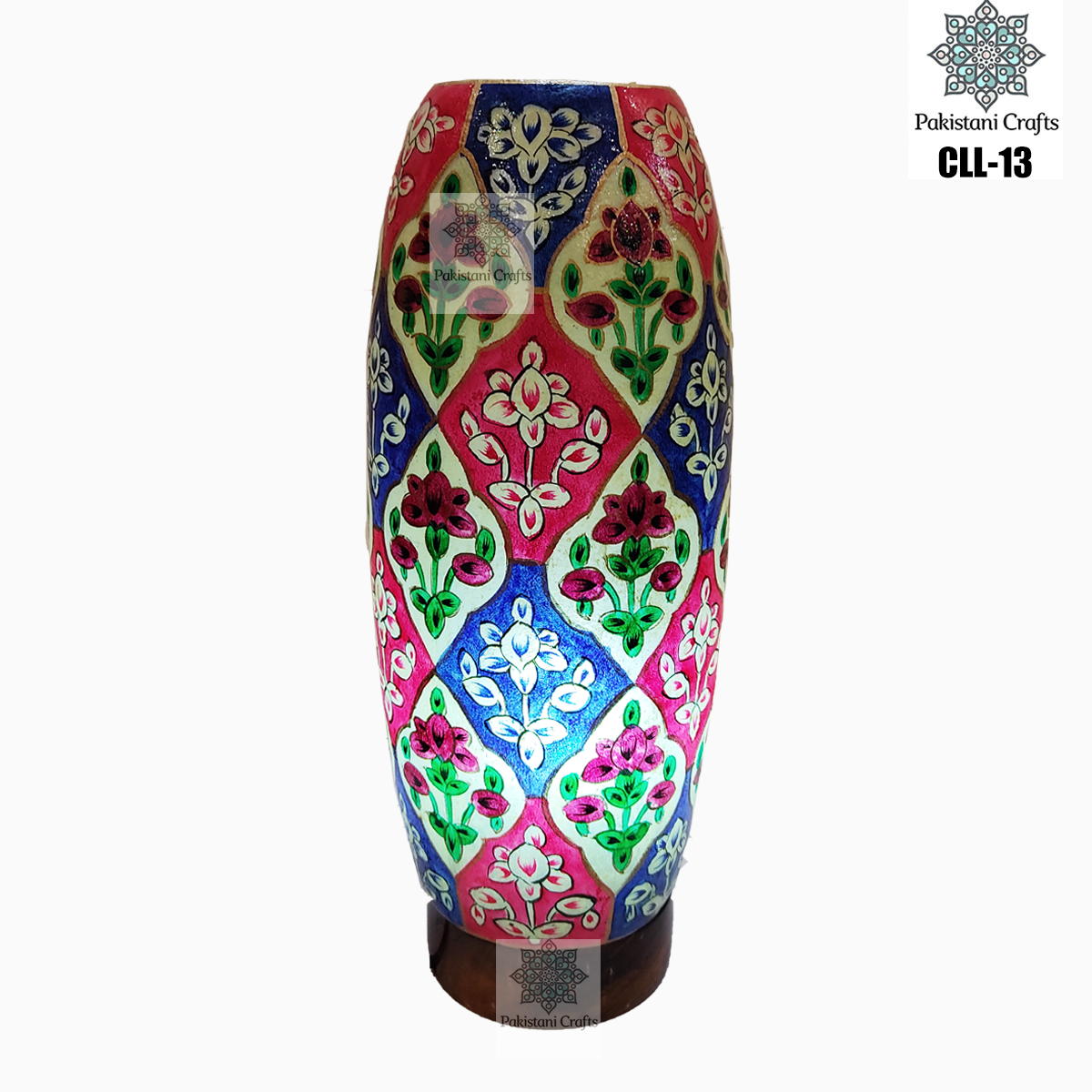 Side Table Lamp of Camel Skin Long Vase