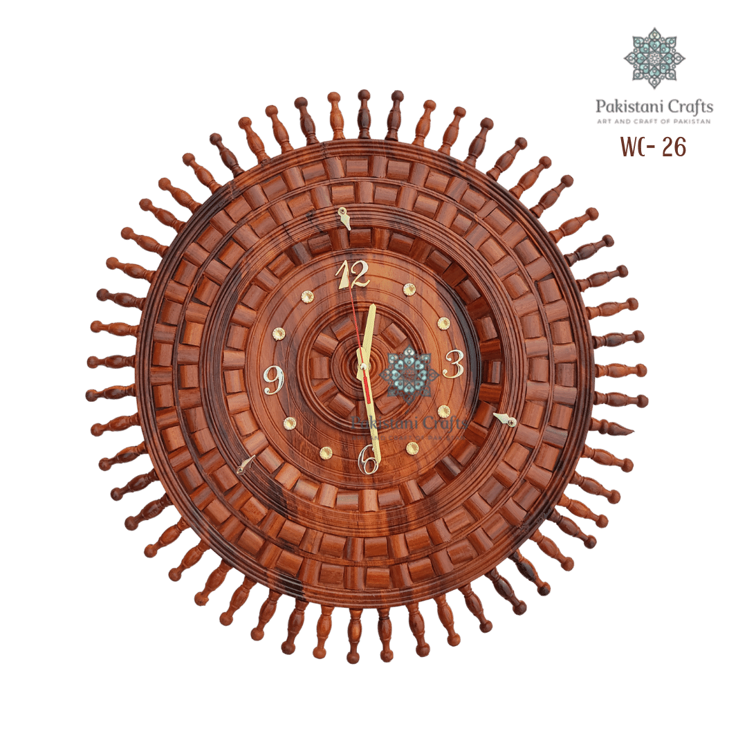 Wooden Wall Clock Traditional Block Style