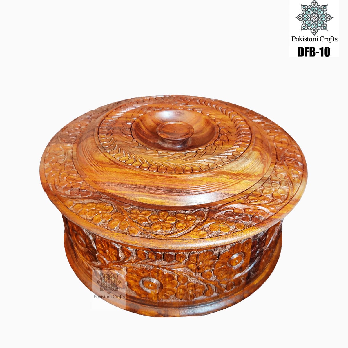 Round Shape Wooden Dry Fruit Box with 4 Portions - DFB-10