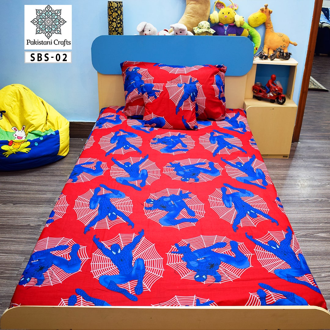 Spider Man Printed Single Bed Sheet Kids Bedding